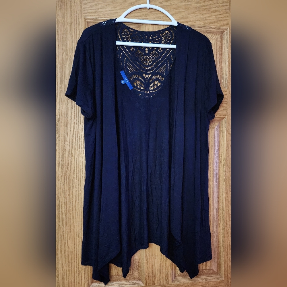 Apt. 9 Short Sleeve Lace Back Cardigan